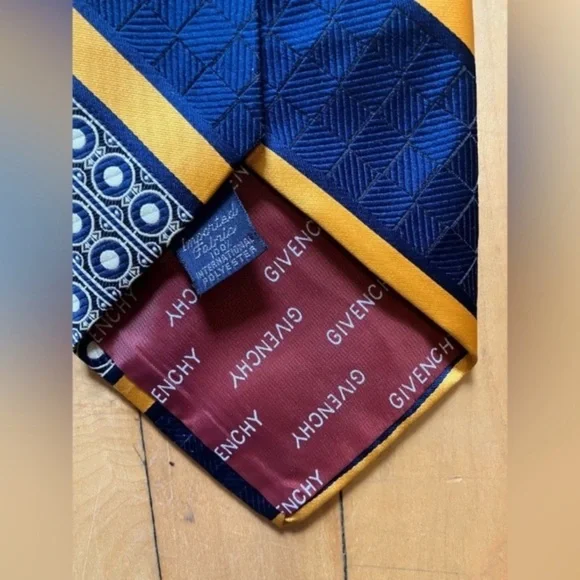 Givenchy Blue and Gold Striped Tie - Picture 3 of 7